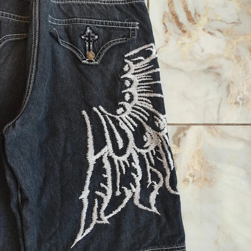 Embroidered Denim Shorts