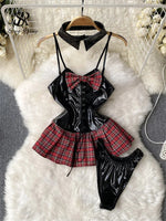 Lace-Up Plaid Night Dress