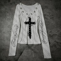Cross Print Gothic Long Sleeve