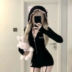 Ear Detail Black Jumpsuit