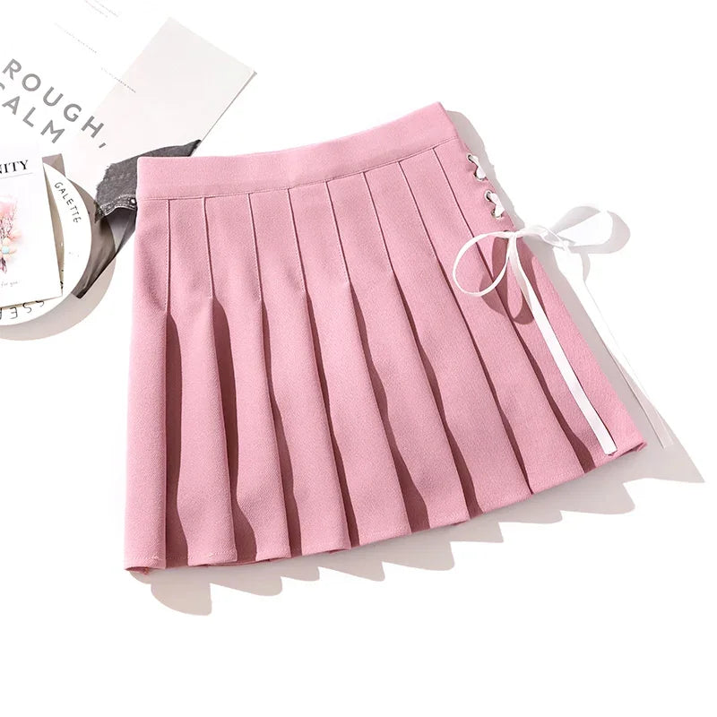 Cross Print Pleated Mini Skirt