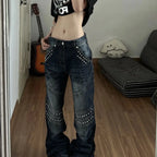 Embroidered Low-Rise Jeans