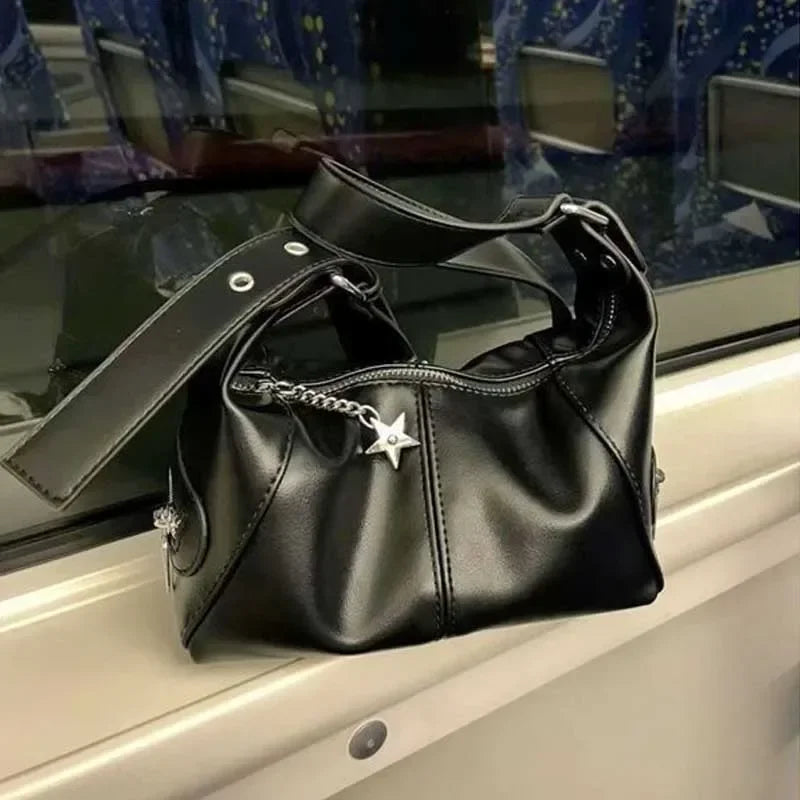 Black Buckle Shoulder Bag