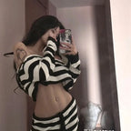 Striped Off-Shoulder Knit Top
