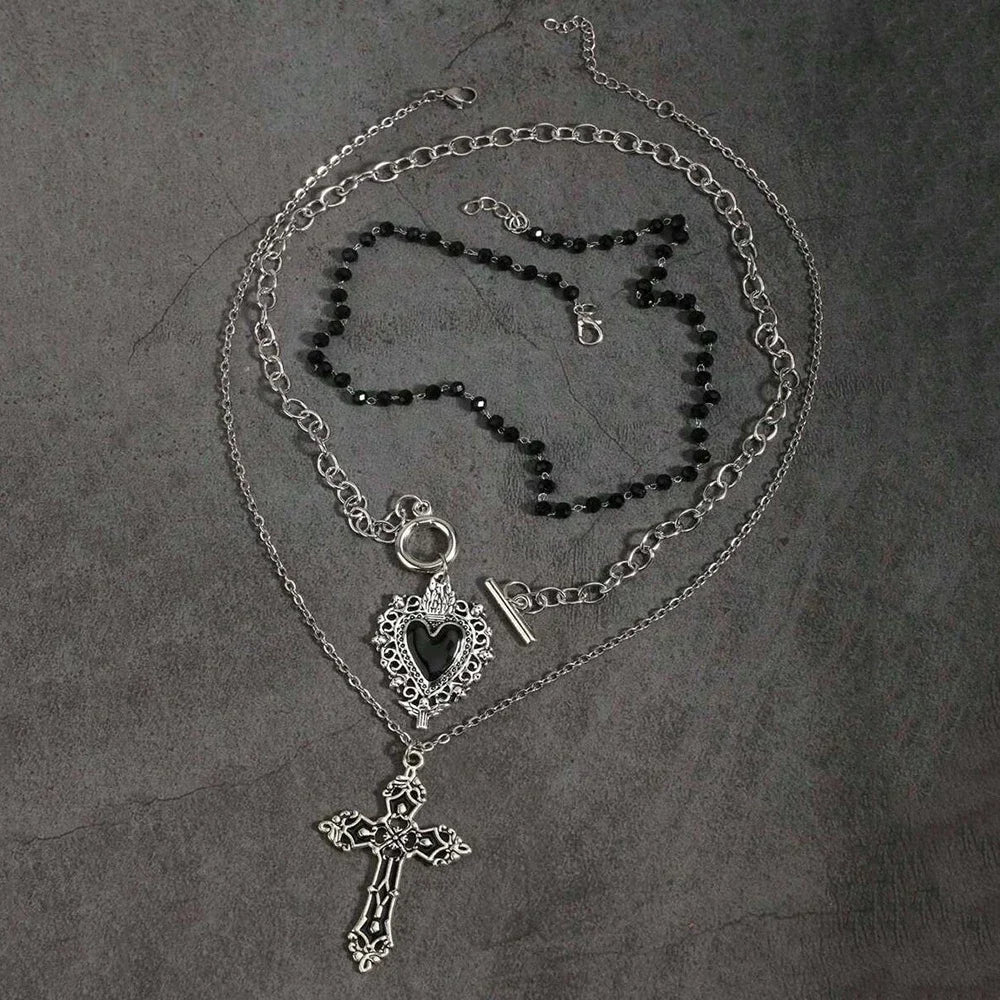 Heart & Cross Necklace Set