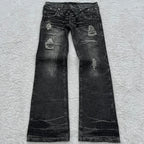Lace-Up Flare Jeans