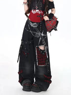 Plaid Patchwork Wide-Leg Pants