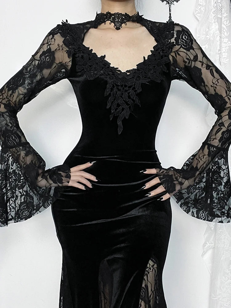 Aesthetic Gothic Midi Dress