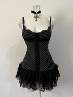 Ruffle Gothic Mini Dress