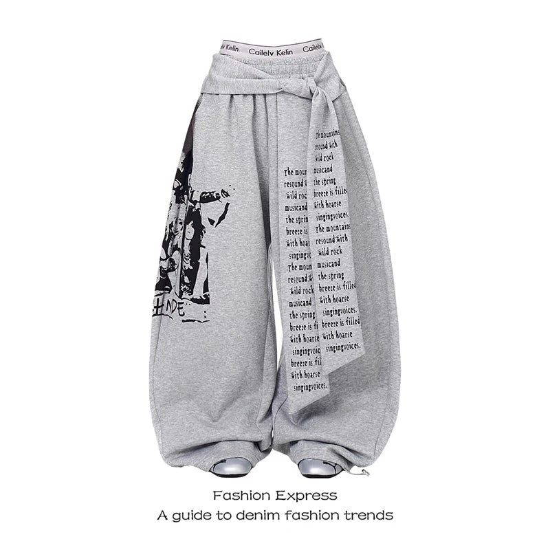 Graphic Print Baggy Sweatpants