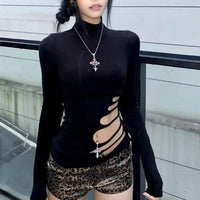 Cut-Out Turtleneck Top