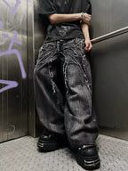 Gothic Embroidery Baggy Jeans