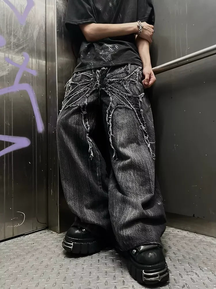 Gothic Embroidery Baggy Jeans