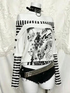 Striped Cat Print Hoodie
