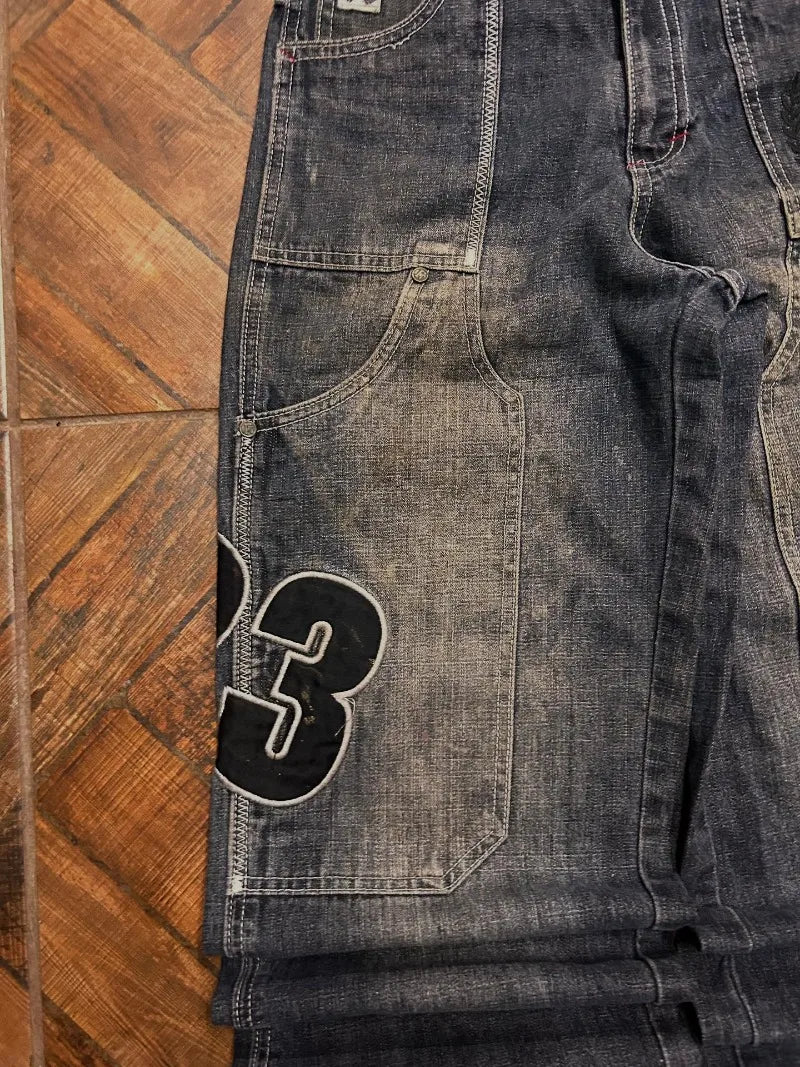 Graphic Embroidered Baggy Jeans