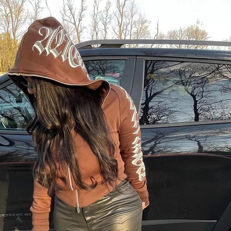 Cropped Zip-Up Hoodie