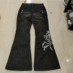 Dragon Embroidered Flare Jeans