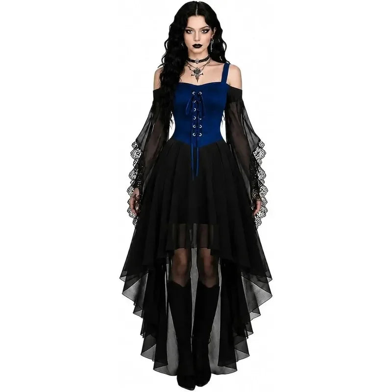 Gothic Lace-Up Maxi Dress