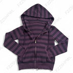 Purple Striped Zip-Up Hoodie