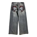 Skull Embroidered Jeans