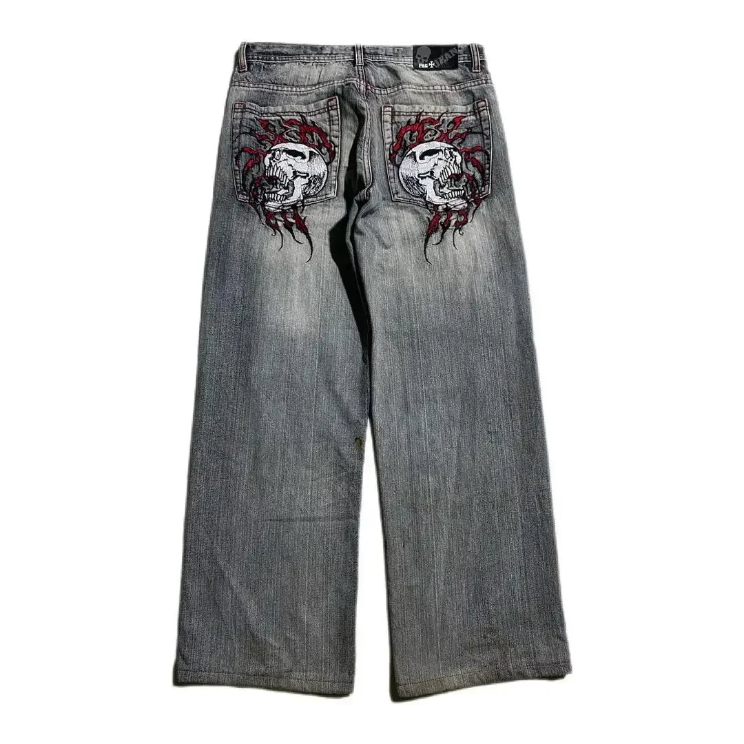 Skull Embroidered Jeans