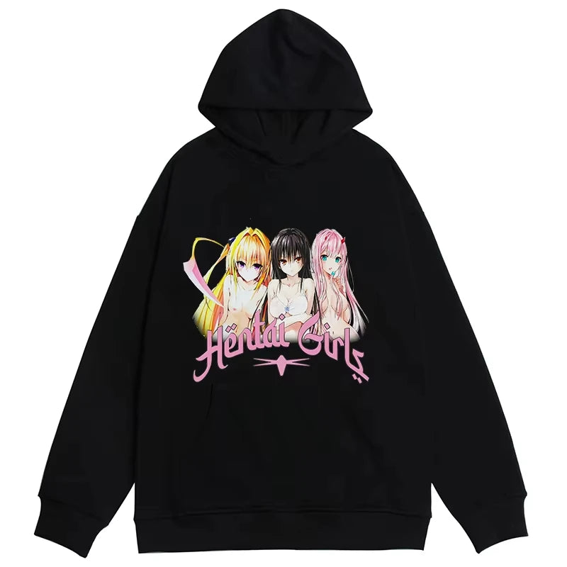 Anime Print Oversized Hoodie
