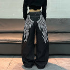 Wing Embroidered Baggy Jeans