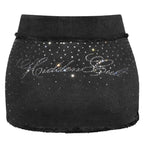 Rhinestone Cropped Zip-Up Hoodie