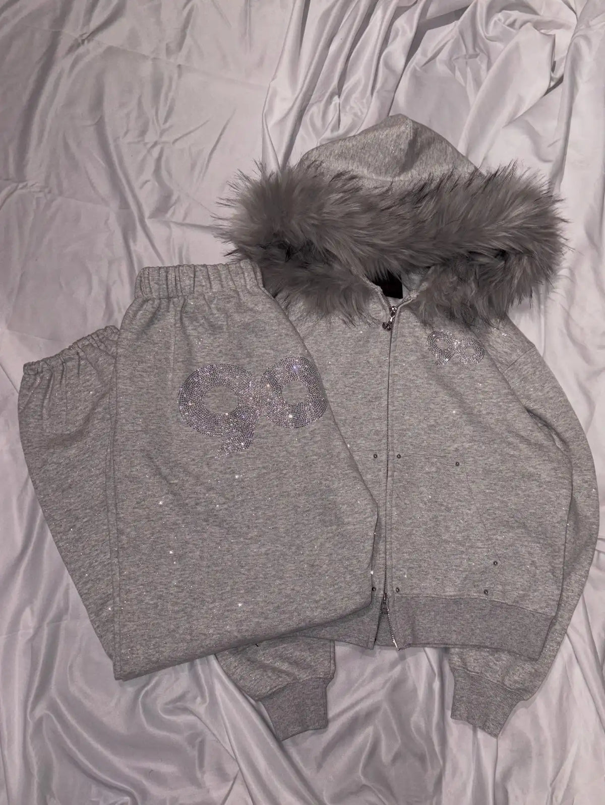 Faux Fur Trim Two-Piece Set