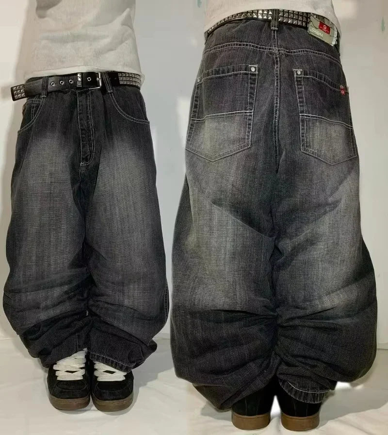 Graphic Embroidered Baggy Jeans