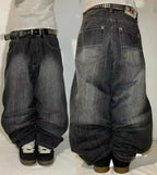 Graphic Embroidered Baggy Jeans