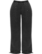 Rhinestone Cropped Zip-Up Hoodie