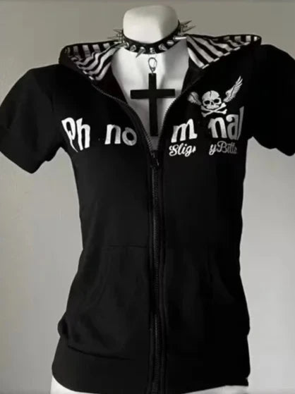 Striped Cat Print Hoodie