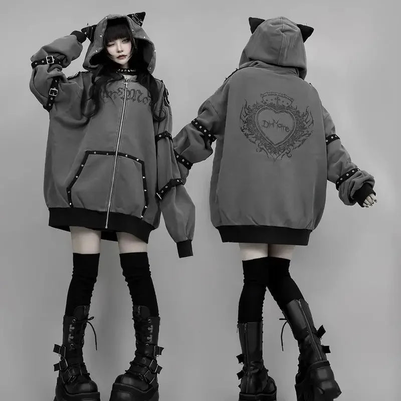 Rivet Zip-Up Hoodie