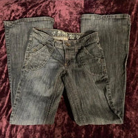 Grey Low-Rise Flare Jeans