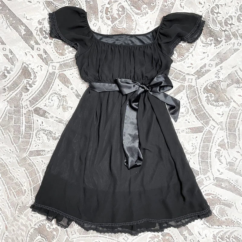 Ruffle Gothic Mini Dress