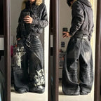 Gothic Embroidery Baggy Jeans