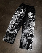 Angel Print Wide-Leg Pants