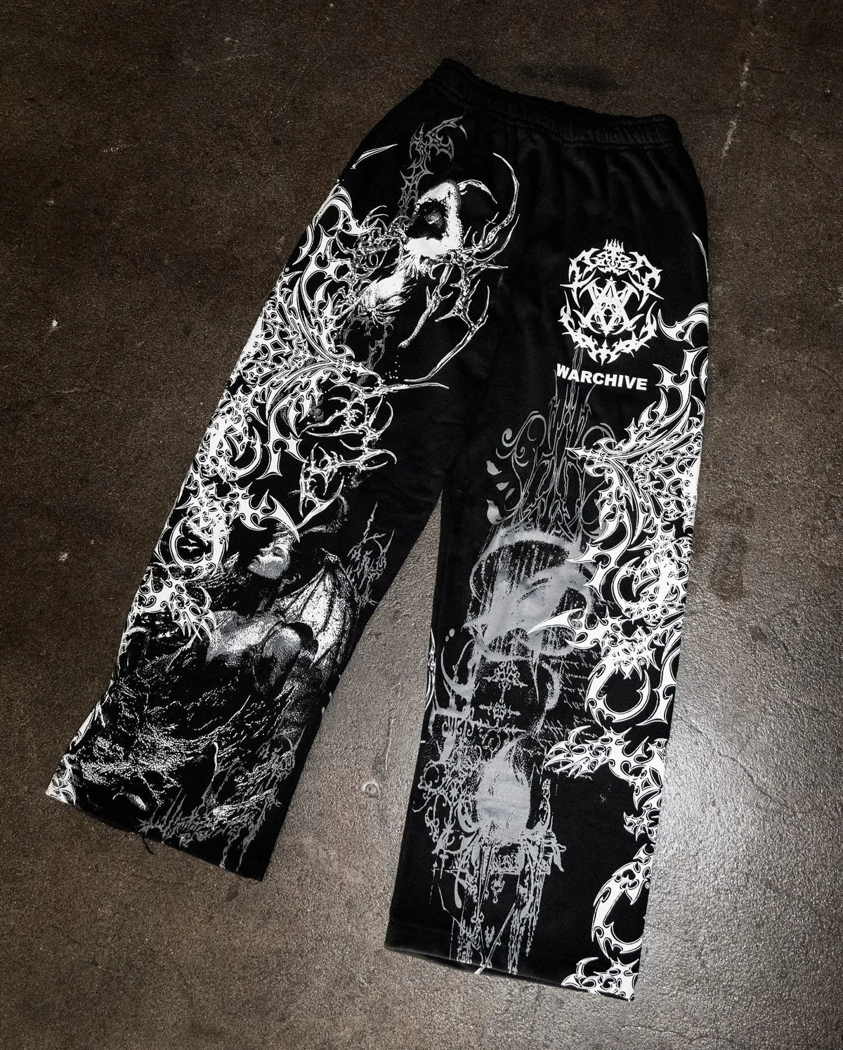 Angel Print Wide-Leg Pants