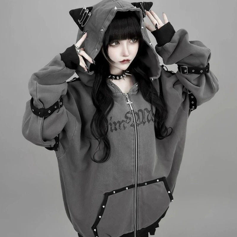 Rivet Zip-Up Hoodie