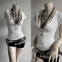 Button Front Crop Top