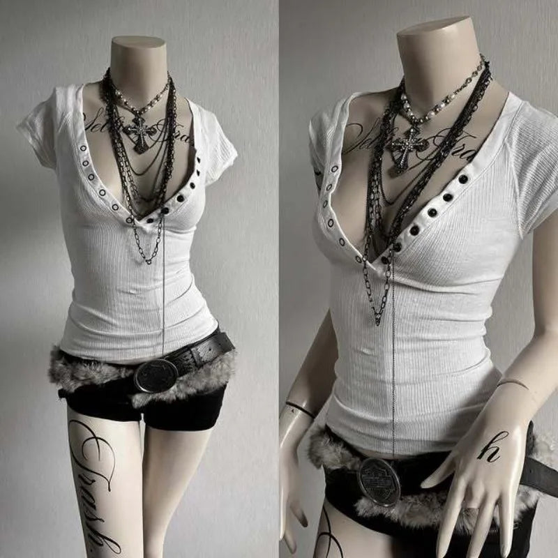 Button Front Crop Top