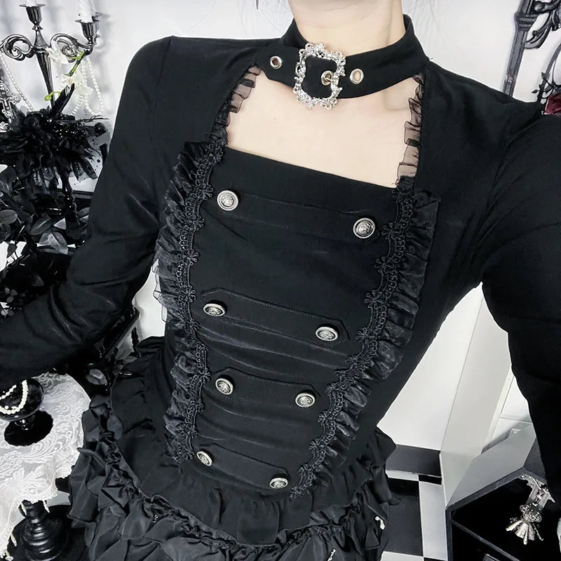 Buckle Mesh Gothic Top