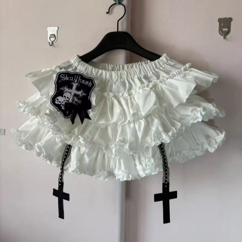 Cross Ruffle Mini Skirt