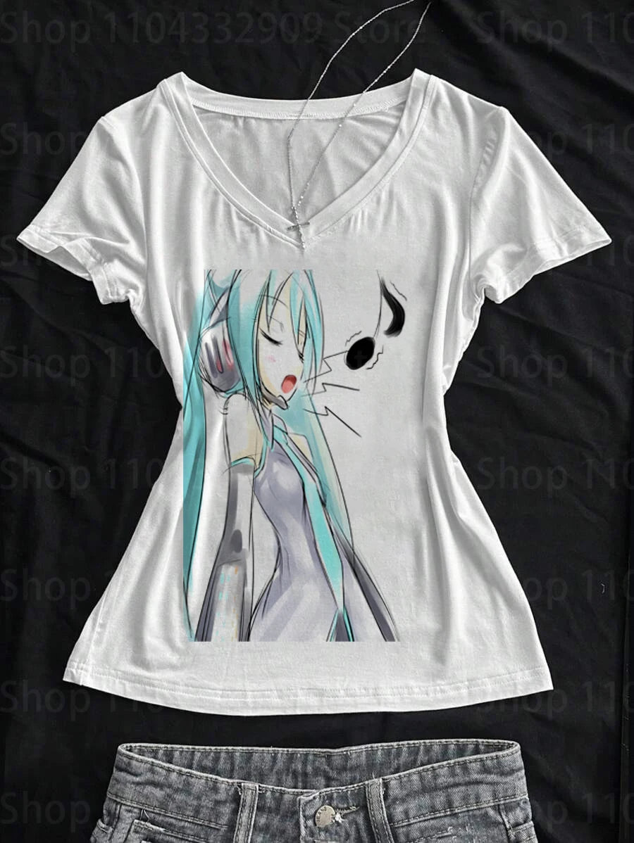 Anime Print Crop Tee