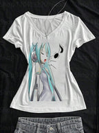 Anime Print Crop Tee