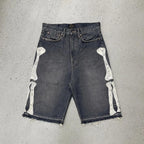 Embroidered Denim Shorts