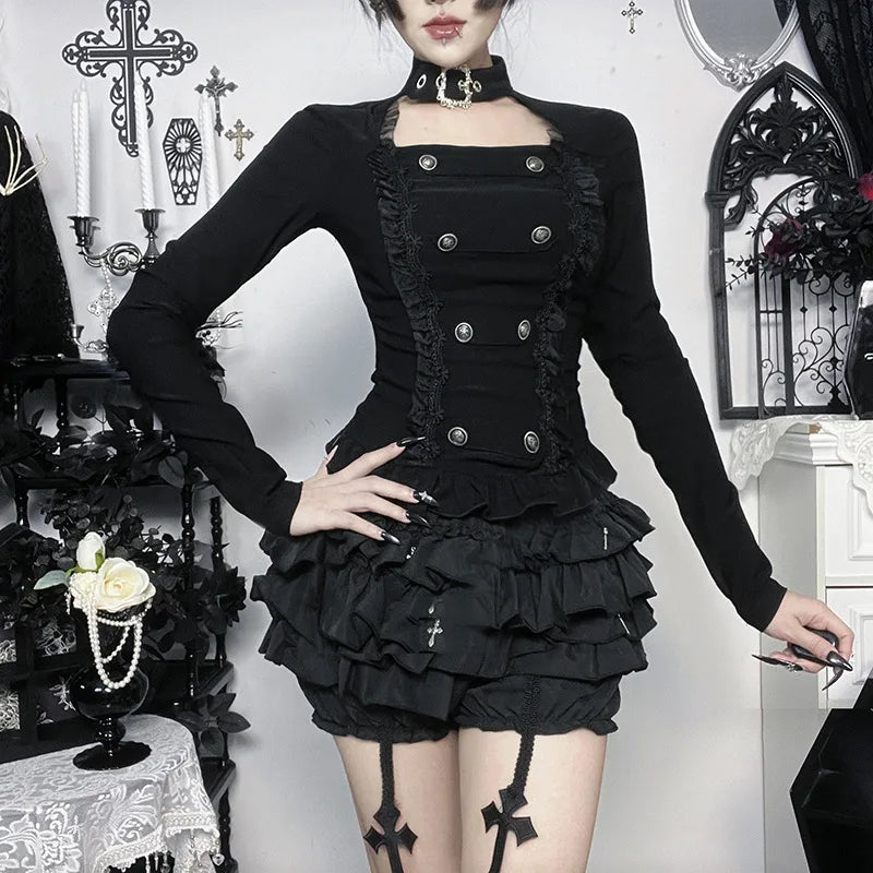 Buckle Mesh Gothic Top