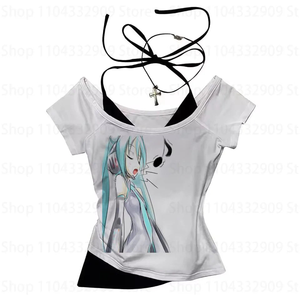 Anime Print Crop Tee