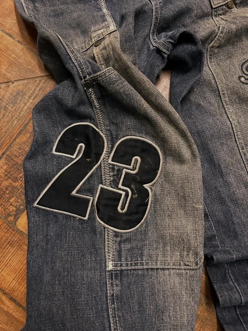 Graphic Embroidered Baggy Jeans